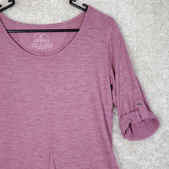 Gramicci Womens Roll Tab Sleeve Pullover Top Small Purple Hiking Travel Casual - Picture 2 of 9